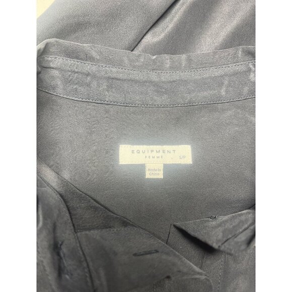 Equipment Silk Dress with Banded Sleeves Black Long Sleeve Ladies Size S/P - Picture 5 of 9